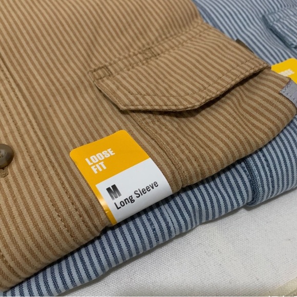 Carhartt 104910 SZ M Loose Fit Chambray 4.8 Oz Long Sleeve Shirt Striped READ! - Picture 2 of 6